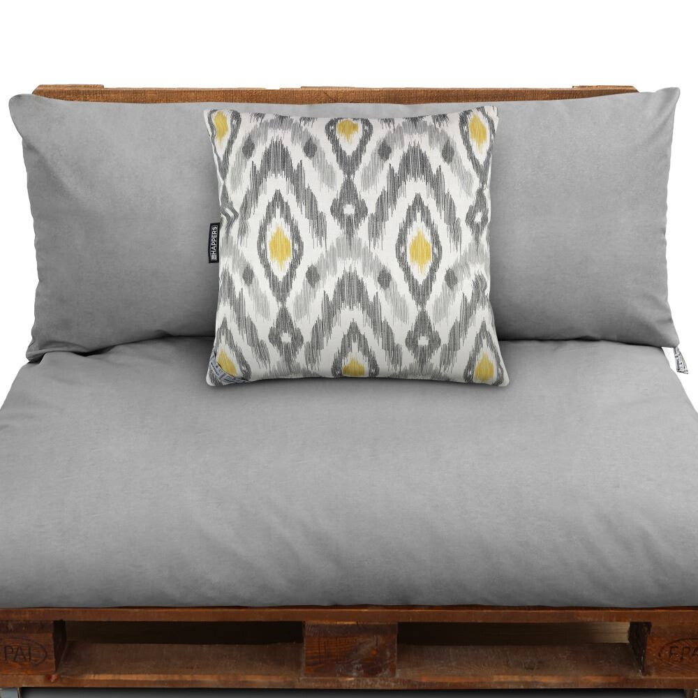 Cojín de Exterior Decorativo Étnico Naylim Mostaza / Gris (6)